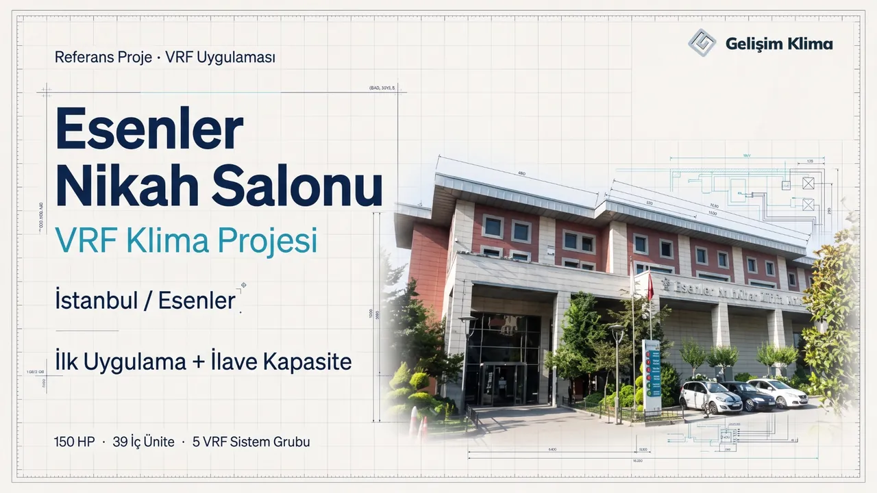 Esenler Nikah Salonu 150 HP, 39 iç ünite ve 5 VRF sistem gruplu VRF klima projesi